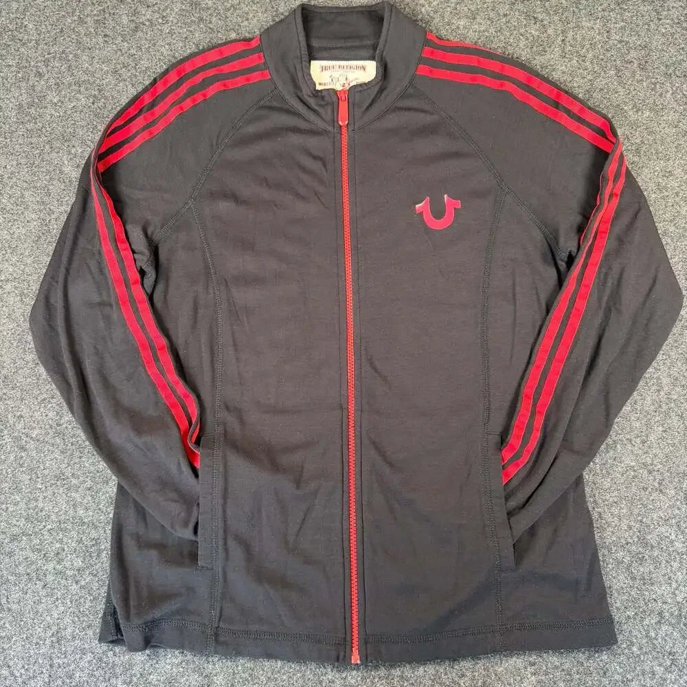 True Religion World Tour Black and Red Stripe Track Jacket XL